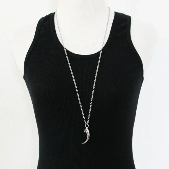 NEW Moon Raven Eagle Talon Claw Solid Stainless Steel Pendant Necklace 32" - Picture 7 of 11